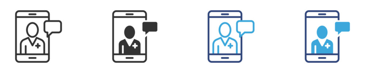 Telemedicine icon set, Online doctor consultation icon, vector illustration . 