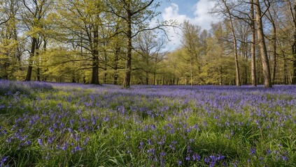 Fototapeta premium A woodland carpeted with bluebells