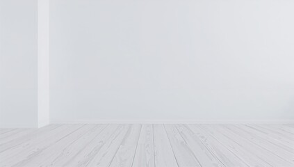 Fototapeta premium 3D visualization of an empty space featuring a white wooden floor and plain walls