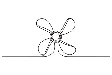 ship propeller icon. Thin linear style design. one line Icon drawing with white background © Mofazzelh