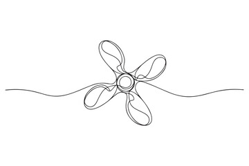 ship propeller icon. Thin linear style design. one line Icon drawing with white background