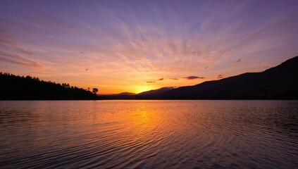 Fototapeta premium Gorgeous twilight reflecting on the forest pond