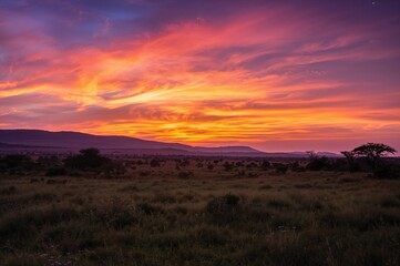 Obraz premium Sunset over the savannah