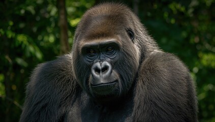 Obraz premium A gorilla roaming in a natural reserve