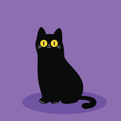 Halloween black cat character. Black cat in Halloween day. Cute Black cat. Poster or Banner Halloween day.