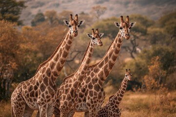 Obraz premium Various sized giraffes illustration