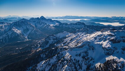 Birdeye Perspective Snowy Mountain Summits