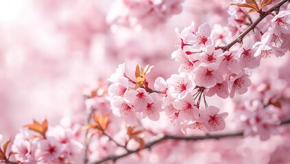 Lovely spring scenery featuring pink blossom branches in bloom