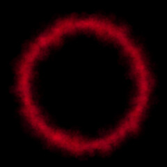 Intense red smoke ring on transparent background with fiery glow effect and blazing mist forming a vivid circular swirling energy shape