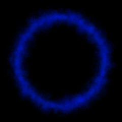 Mystical blue smoke ring on transparent background with glowing mist and ethereal haze in circular motion for cosmic sci fi visuals