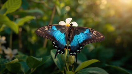 A vibrant tropical swallowtail butterfly from a tropical region