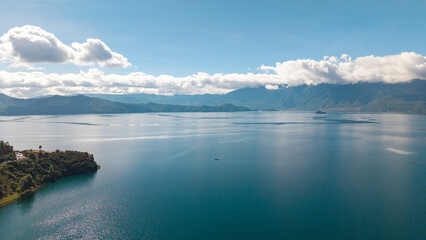 Panoramic Lake and Mountain Range Natural Scenery, Liangshan Yi Autonomous Prefecture, Sichuan, China