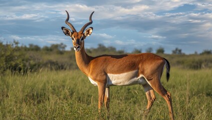 Naklejka premium A male Impala roaming the savanna plains