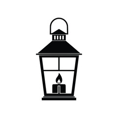 Vintage Candle Lantern Light Solid Glyph Vector Icon