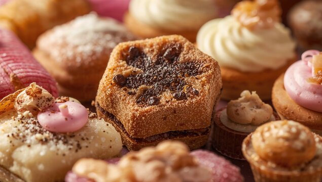 Detailed view of traditional South Asian desserts