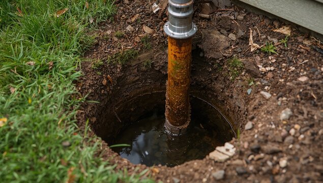 Inserting a 4-inch suction hose into a residential septic system to extract household wastewater