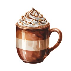 Watercolor Hazelnut Coffee Mug Illustration