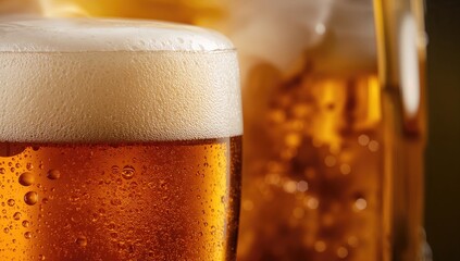 Beer foam and bubbles as a backdrop
