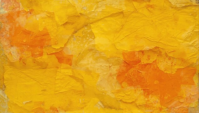 Decorative glass adorned with yellow and orange handmade tissue paper in an abstract arrangement - Powered by Adobe