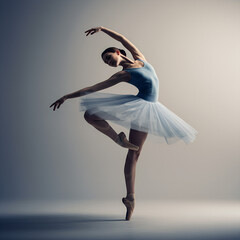 Ballet dancer in graceful pose, elegant movement, performing on stage, soft lighting, 
