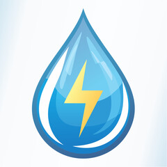 Illustration depicting a blue water droplet with a yellow electric bolt symbolizing energy