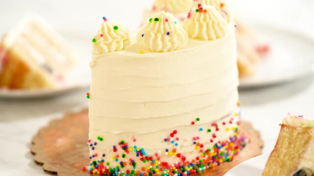 Close-Up of Cake Slice Showing Fruit Filling