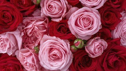 Obraz premium Backdrop featuring pink and red roses
