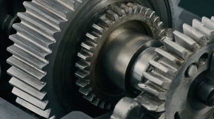 clockwork. A close-up of a complex mechanical gear mechanism with a central gear jammed. event key visuals, club posters, designed for sports event promotions and stadium branding.