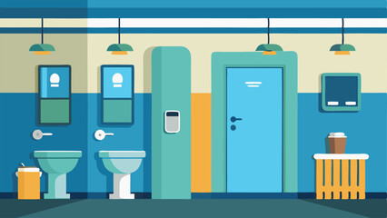 A clean and wellmaintained restroom area for commuters to freshen up.