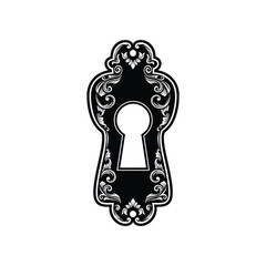 Ornate Vintage Keyhole Plate Vector Illustration