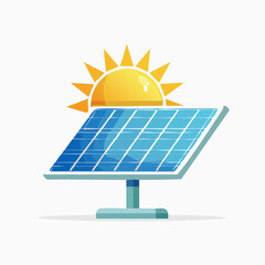 Illustration of Solar Panel Capturing Sun's Energy Depicting Green Sustainable Power Generation