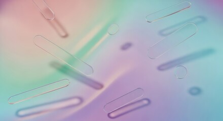 Abstract gradient background with floating shapes and subtle light effect