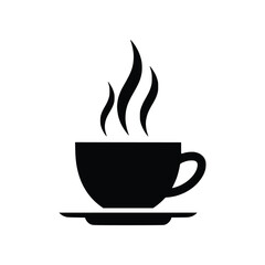 Hot Coffee Tea Cup Solid Glyph Vector Icon