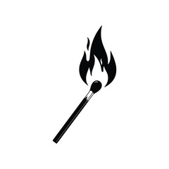 Burning Matchstick Fire Flame Solid Glyph Vector Icon