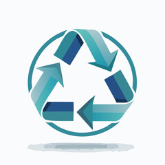 Recycling symbol with blue and green arrow representing sustainability and eco-consciousness