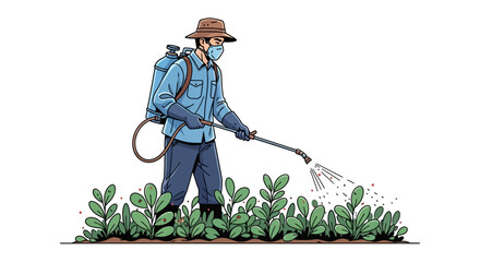 Agricultural Professional Applying Protective Solutions to Plants for Optimal Crop Health and Pest Prevention in a Field