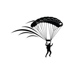 Skydiver Parachute Landing Speed Vector Illustration