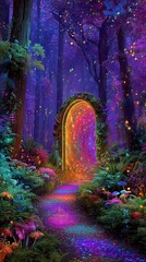 Psychedelic vivid dreamscape, hyperreal fantasy nature scene