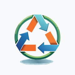 Vibrant recycling symbol design, highlighting circular economy and sustainable practices in vivid colors