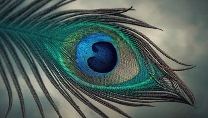 Fototapeta premium The mesmerizing allure of a peacock feather's vivid colors is truly a natural marvel