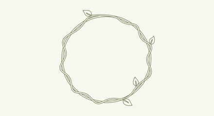 Fototapeta premium Elegant Circular Floral Wreath Design with Delicate Leaves, Perfect for Invitations, Logos, and Botanical Themed Graphic Design Projects
