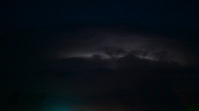 Lightning fiercely on a thunderstorm dusk. Lightning flashes through dark storm clouds. Black clouds before the thunderstorm. Thunderstorm With Lightning, clouds background 4k