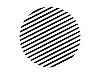 Black circular shape with diagonal line pattern