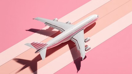 A Very Stylish Airplane Model Showcased Beautifully on a Pink Background Featuring Stripes