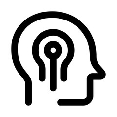Flat Minimal Brain Keyhole Icon — Modern Outline Symbol for Ideas and Knowledge