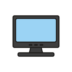 Sleek monitor with a light blue screen offers a clean, modern design for your digital projects, perfect for tech themes and online marketing campaigns