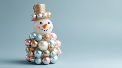 A Festive Snowman Decoration adorned with Colorful Ornaments that bring joy and cheer
