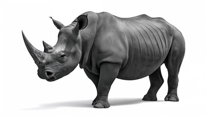 Obraz premium Dark Rhino Silhouette Against a Pale Backdrop