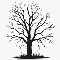 Fototapeta premium old dry tree sketch illustration vector