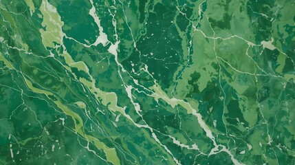 Fototapeta premium Elegant green marble texture showcasing a rich blend of deep and lime green hues with striking white veins. This luxurious natural surface creates a sophisticated, abstract background.